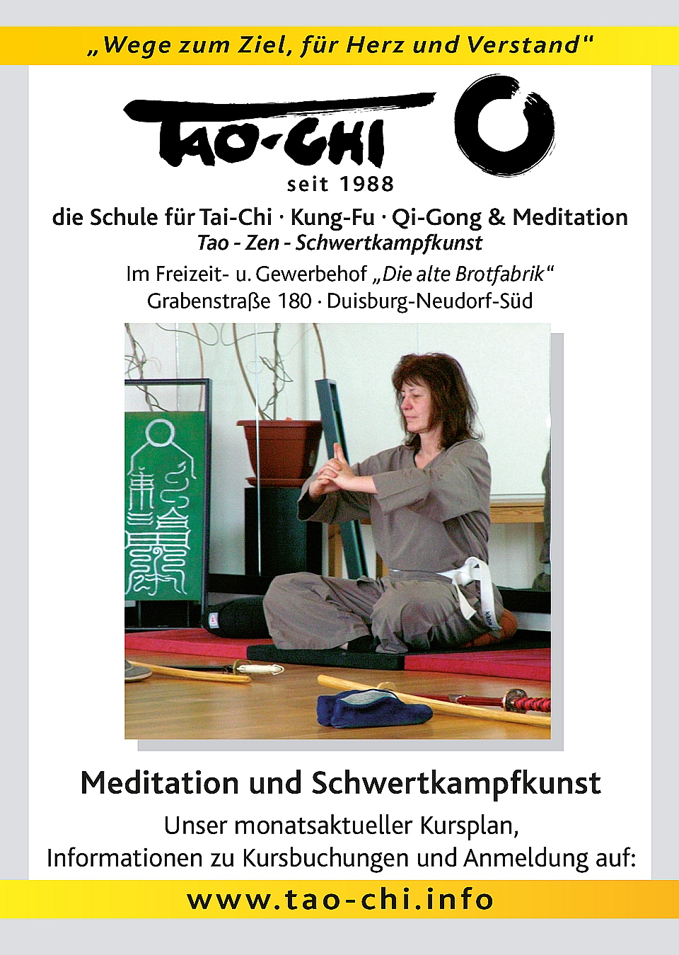 Meditation und Schwertkampfkunst im Dojo des Tao-Chi Duisburg